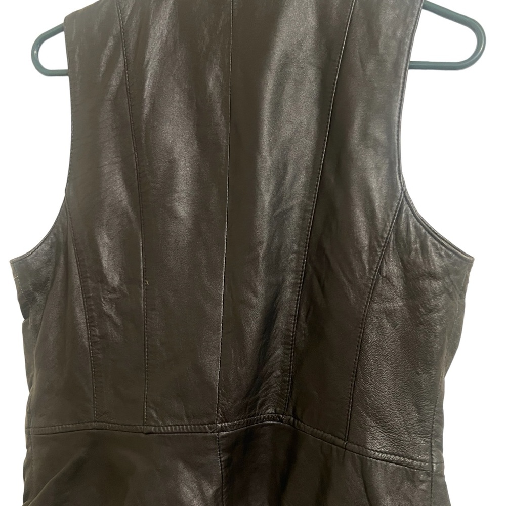 Jacqueline Ferrar Black Leather Sleeveless Zip Vest - Picture 2 of 8